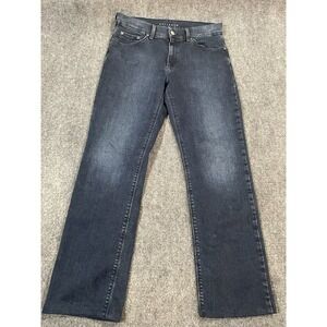 mott & Bow Jeans Mens 31 X 27 Blue Dark Wash Straight Distressed Casual Comfort